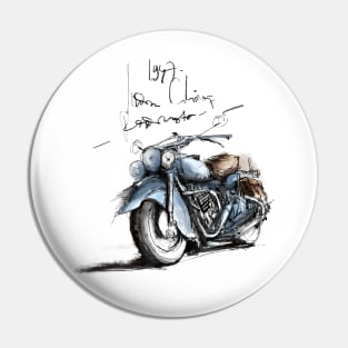 Vintage Motorcycle Sketch Pin