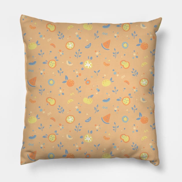 Tequila Sunrise Fruity Bonfire Pillow by runcatrun