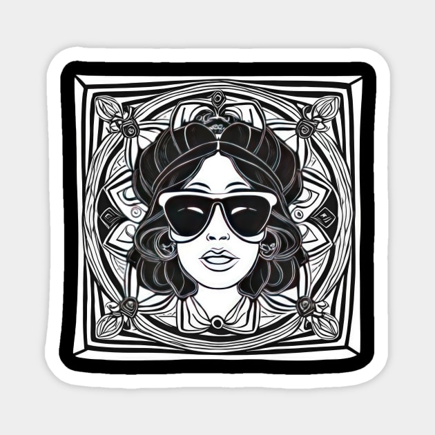 Cool vintage woman with sunglasses | Magnet by Subconscious Pictures