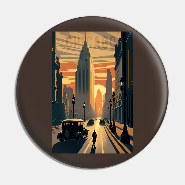 1930s Chicago Sunset Pin by Abili-Tees