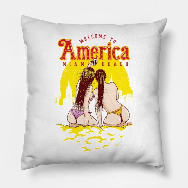 Miami beach Pillow by bojannikolic