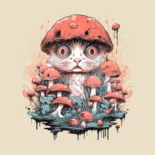 Great Psychedelic Mushroom Cat T-Shirt