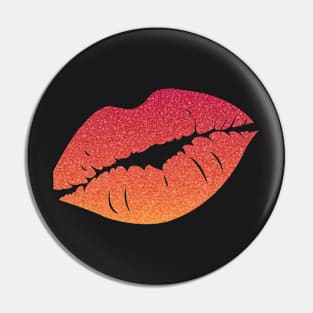 Red Orange Ombre Faux Glitter Lips Pin