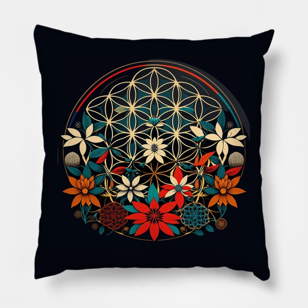 Sacred Geometry Flower of life Pillow by tatadonets