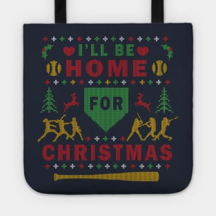 I'll Be Home for Christmas Fast Pitch Softball Ugly Christmas Sweater Party Tote