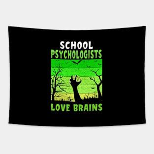 School Psychologists love brains, Funny Teacher Halloween Tapestry