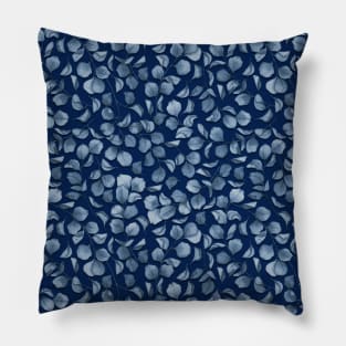 Watercolor Eucalyptus Leaves_Indigo and Blue Palette Pillow