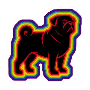 LGBTQ+ rainbow Pug dog silhouette T-Shirt