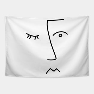 Fine line minimalist face Tapestry