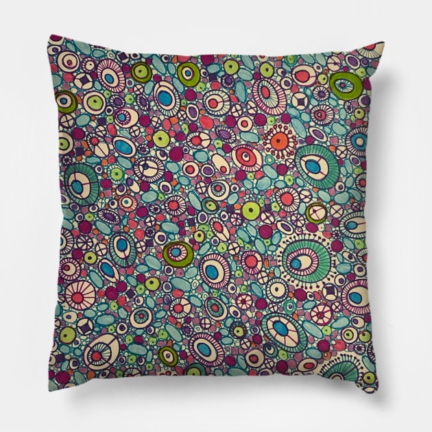 Gemstones, beads and polished glass pattern Pillow by Every-wen