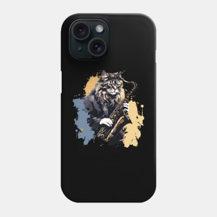 Maine Coon Cat Playing Saxophone Phone Case