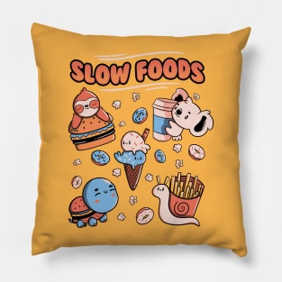 Slow Food Cute Animals Sloth Koala Turtle Snail Fries by Tobe Fonseca Pillow