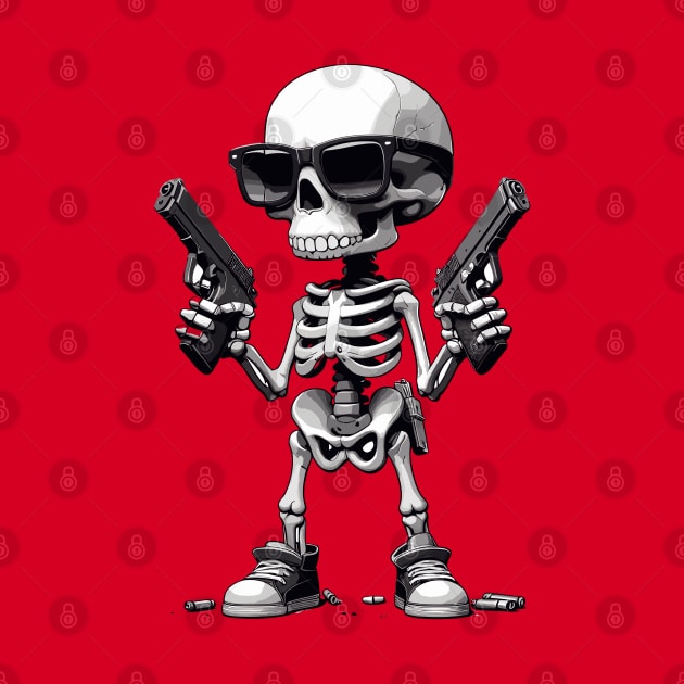 Funny Skeleton; Skull Gun by Teebevies