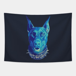 Doberman Cool Blue Tritone Tapestry