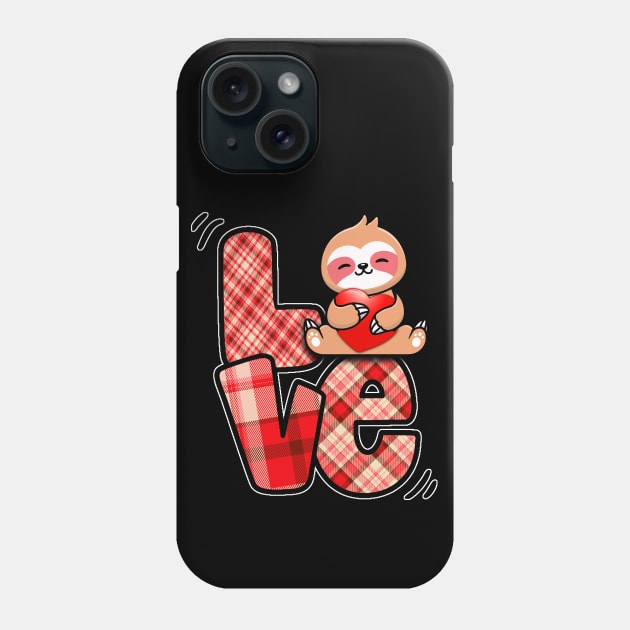 sloth love holding heart Valentines Day Cute Animal Lover Phone Case by Marcekdesign