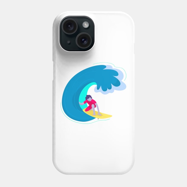 Surfing A Wave Phone Case by fromherotozero