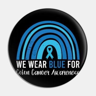 We Wear Blue Colorectal Colon Cancer Leopard Rainbow Pin