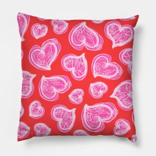 SCRIBBLE HEARTS Love Lovecore Valentines Day Pretty Pink - UnBlink Studio by Jackie Tahara Pillow