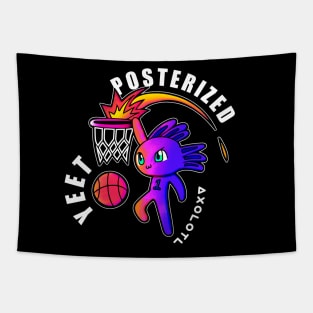 Posterized Slam Dunk Yeet Axolotl Basketball Kids Teens Sports Tapestry