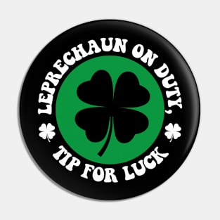 Tip For Luck St Patrick's Day Bartender Waitress Pin