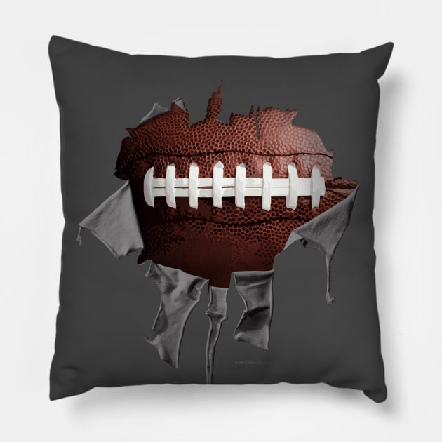 Shredded, Ripped and Torn Football Pillow by eBrushDesign