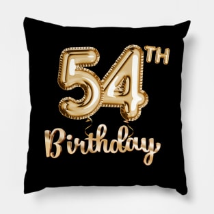 54th Birthday Gifts - Party Balloons Gold Pillow