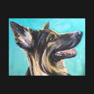 German Shepherd , blue background T-Shirt