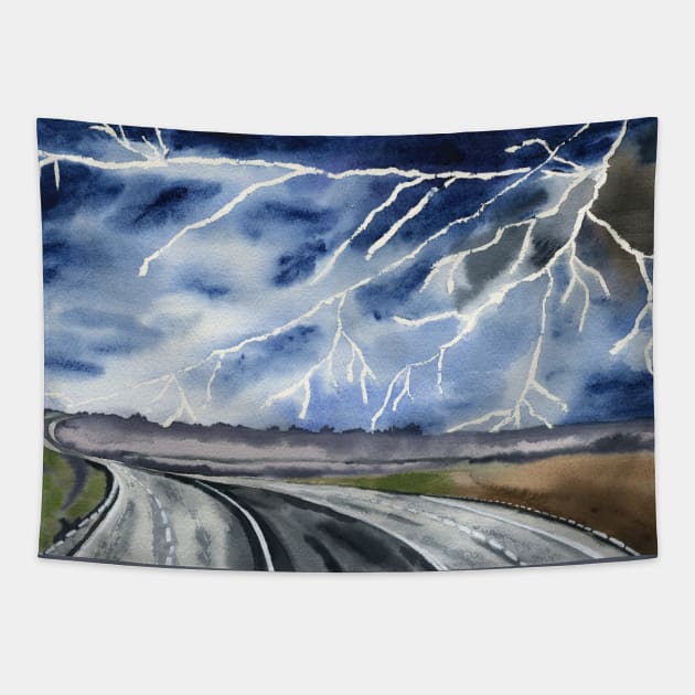 Thunderstorm en route Tapestry by Irina_Reznikova