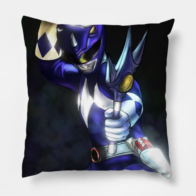 Blue Ranger Pillow by ArtByVincentVera