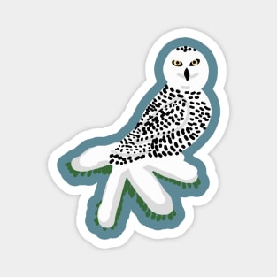 Snowy Owl Digital Art Magnet