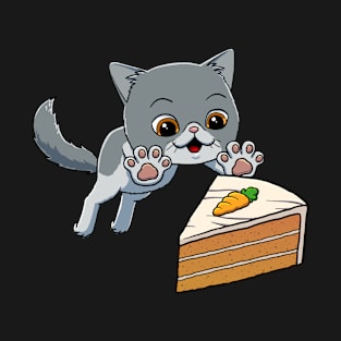 Exotic Shorthair Cat excited to eat Carrot Cake T-Shirt