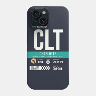 Charlotte (CLT) Airport Code Baggage Tag Phone Case