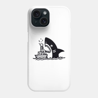 Stick Figure of a Shark in Black Ink Phone Case