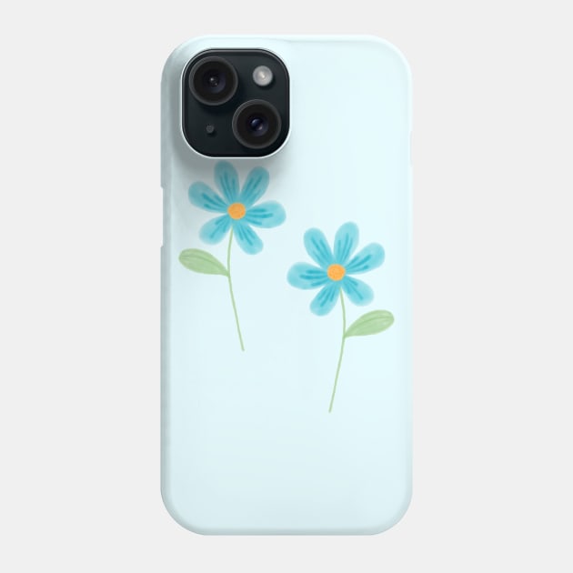 Pastel Blue Flowers Phone Case by Trippycollage