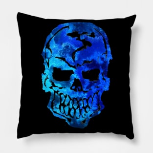 Ocean Blue Human Skull Pillow