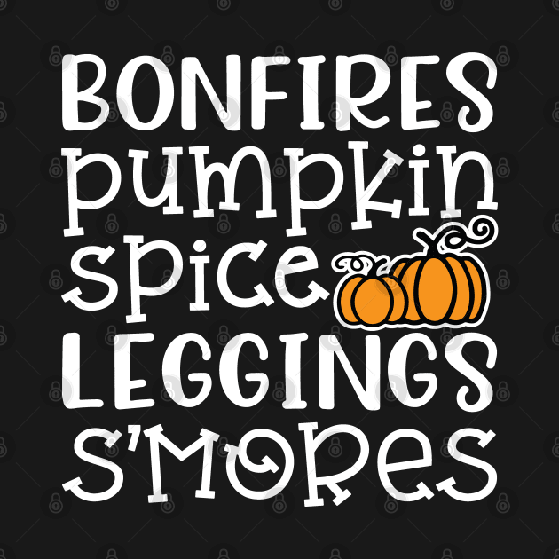 Bonfires Pumpkin Spice Leggings S'mores Halloween Fall Autumn Cute by GlimmerDesigns