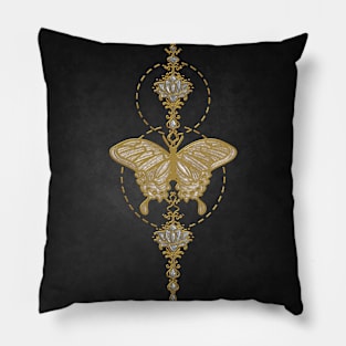 golden butterfly Pillow