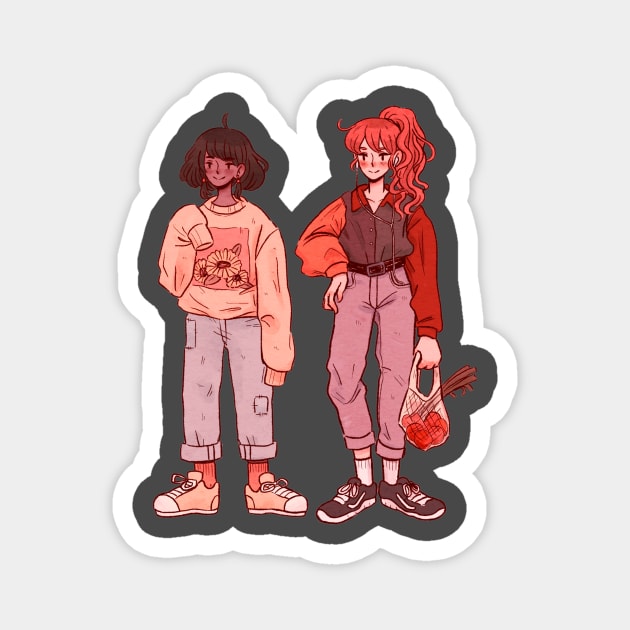 Warm 90s fashion girls Magnet by RedBeanPorridge TeePublic Store