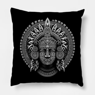 Aztec Style Warrior Face Art Pillow