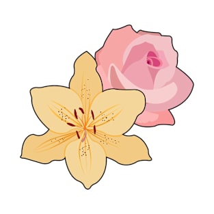 Pink Rose & Day Lily T-Shirt