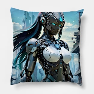 Anime Cybernetic Female Soldier Cyborg Mecha futuristic poster Pillow