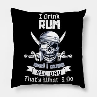 I Drink Rum Pirate Skull Flag Jolly Roger Costume Pillow