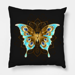 Golden Butterfly with Turquoise Pillow