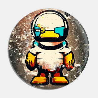 Street art retro pixe space astronaut duck Pin