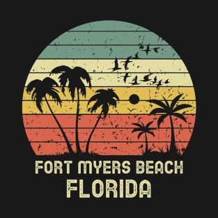 Fort Myers Beach Florida Retro Vintage Sunset T-Shirt