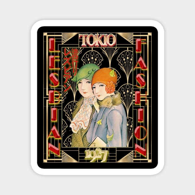 Lesbian fashion Tokio roaring twenties art deco - japanese Magnet by irresolute-drab