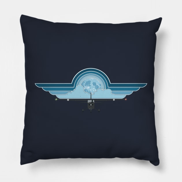 Moonlight Cessna 172 Pillow by Kassi Skye