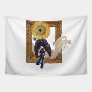 Sunflower sitting on top of the world Tapestry