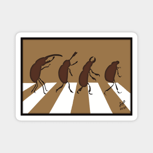 The Beetles - Minimalistic Paper Craft Digital Art Magnet