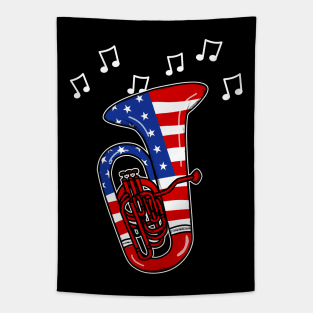 4th July Tuba Tubaist American Flag Tapestry